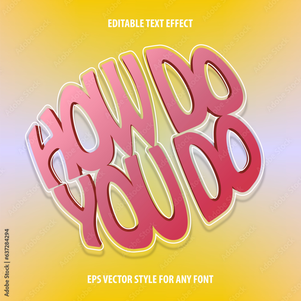 Poster editable bulged text effect in retro design with outline and shadow
