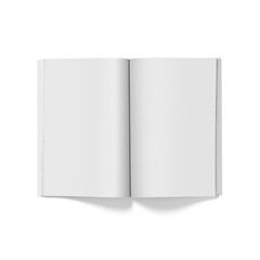 Isolated white open magazine mockup on white