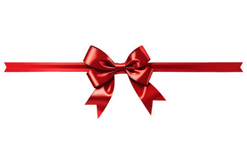 Decorative red bow and ribbon isolated on transparent background. Generative Ai
