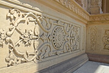 Intricate carving at Gatore Ki Chhatriyan ( royal crematorium grounds ) , Jaipur, Rajasthan, India