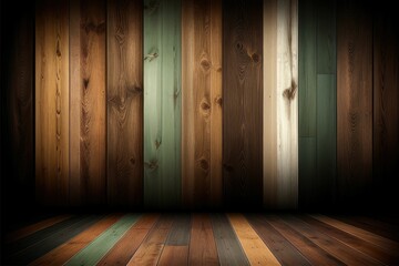 3d illustration of empty wood wall minimal mockup with copy space