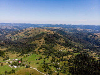Morning in Carpathians from air
