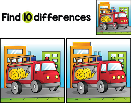 Fire Truck Vehicle Find The Differences