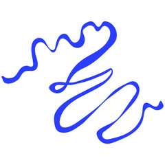 Line wave shape. Abstract trendy modern naive stroke, simple aesthetic element. Contemporary blue boho curve decor.Isolated.Vector illustration