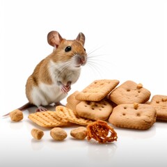 Treats for Rodents - Crunchy crackers isolated. Generative AI