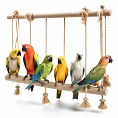 Obraz premium Toys for Birds - Swinging perches isolated. Generative AI