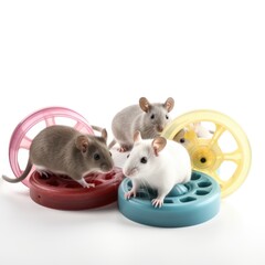 Toys for Rodents - Exercise wheels isolated. Generative AI