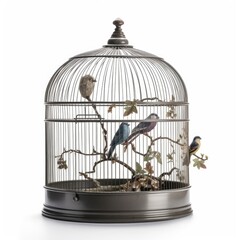 Accessories for Birds - Bird cage isolated. Generative AI