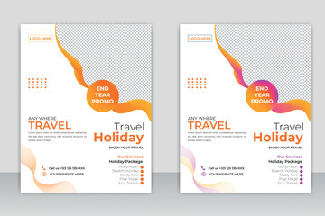 Travel flyer template design with Abustract brackground