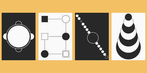 Postmodern Graphic Design Posters Set. Collection of Abstract Geometric Placards Vector Design.