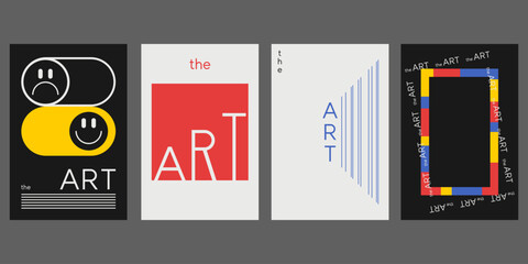 Set of Cool Posters The Art. Geometric Vector Pattern Background. Trendy Graphic Design.