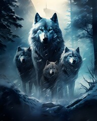 Wolves in Icy Wilderness