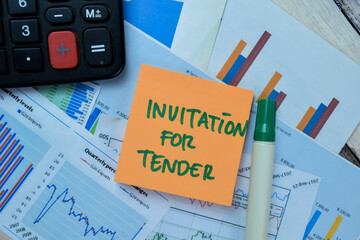 Concept of Invitation For Tender write on sticky notes isolated on Wooden Table. - Powered by Adobe