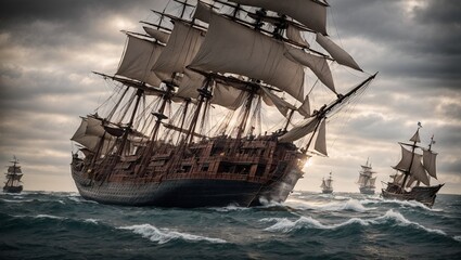 Obraz premium A ship with sails