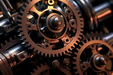 The combination of mechanical textures and atmospheric tones. Generative AI