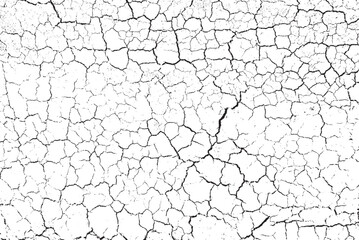 Cracked ground surface texture. Vector illustration. Monochrome background of coarse soil