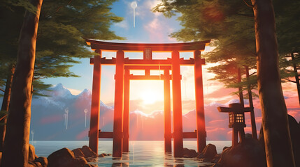anime style torii gate Made with Generative AI