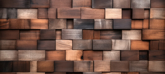 Fototapeta premium Wooden blocks, mosaic, panel Old wood texture vintage background