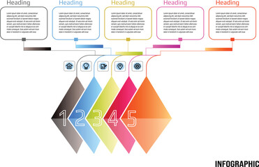 Infographic colorful square elements design. Business infographic, modern infographic design template. Presentation business infographic template with 5 options or five steps.