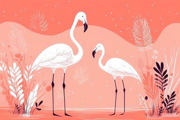 pink flamingo in water on a pink background made by midjeorney