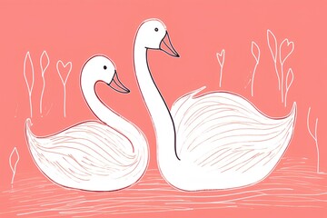 swans on the pink background made by midjeorney