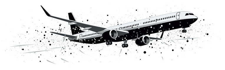 Fototapeta premium Dynamic Black and White Airplane Illustration