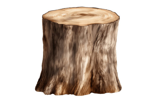 Tree trunk wood podium isolated on a transparent background, Generative Ai