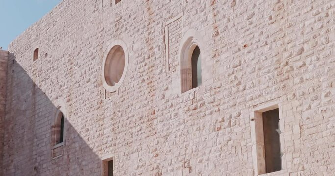 View of an internal courtyard of the Swabian castle of Trani, Puglia - Italy