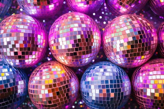 Disco ball. Mirror tiles. Bright lights. Clubbing. Party icon