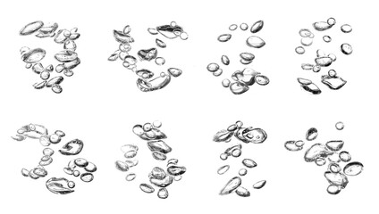 Small water drop underwater, Surface, White bubble, Liquid, Abstract, Isolated, White background, Oxygen design concept, Air, Underwater, Small water drop underwater, Effect