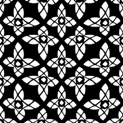 Fototapeta premium White background with black pattern. Seamless texture for fashion, textile design, on wall paper, wrapping paper, fabrics and home decor. Simple repeat pattern.