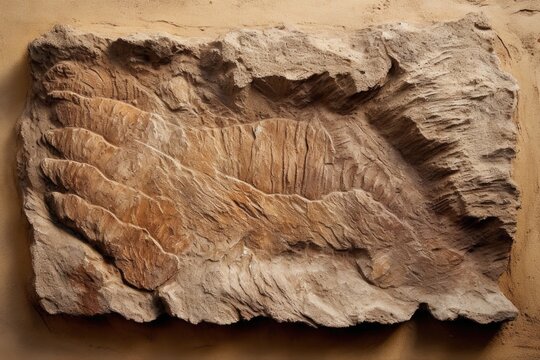 fossilized footprint of prehistoric animal in mudstone