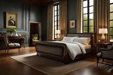 Obraz premium luxury hotel room interior generated ai