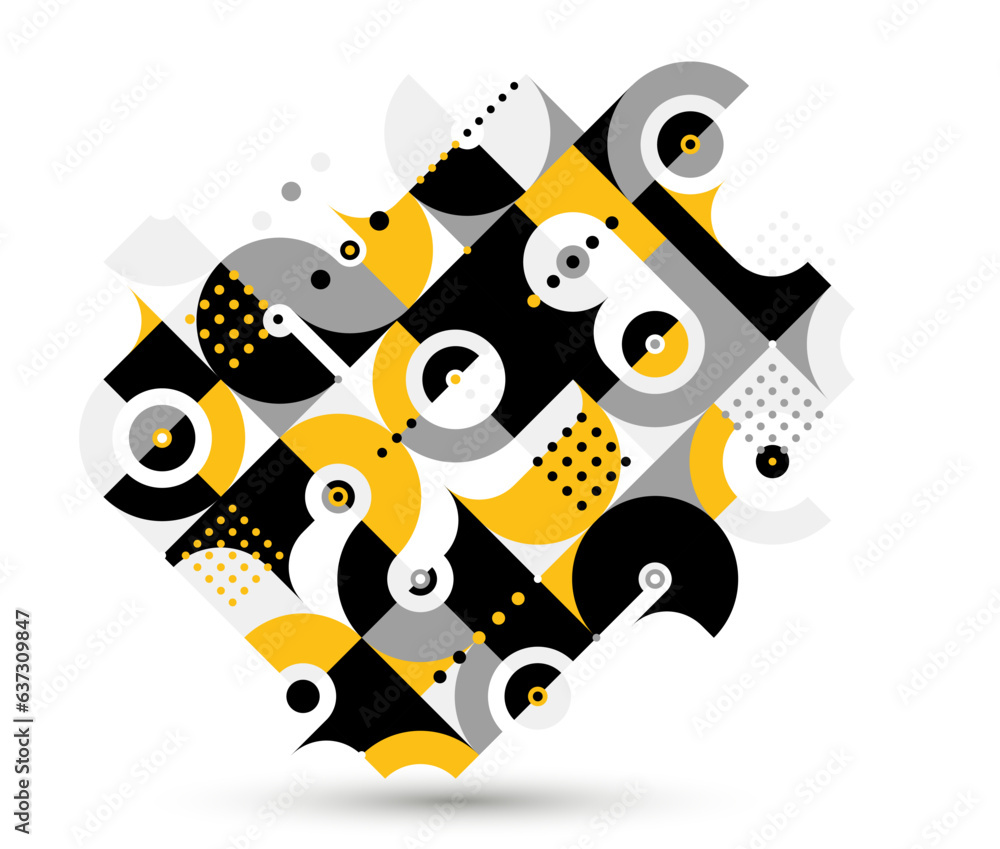 Poster bauhaus trendy abstract geometric vector background, tiling mosaic pattern memphis style abstraction