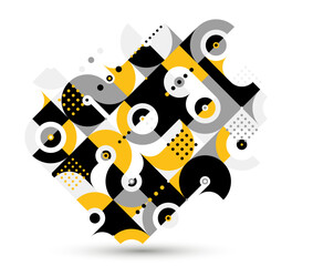 Bauhaus trendy abstract geometric vector background, tiling mosaic pattern Memphis style abstraction, cool creative wallpaper composition.