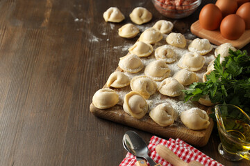 Cooking home food concept with raw dumplings