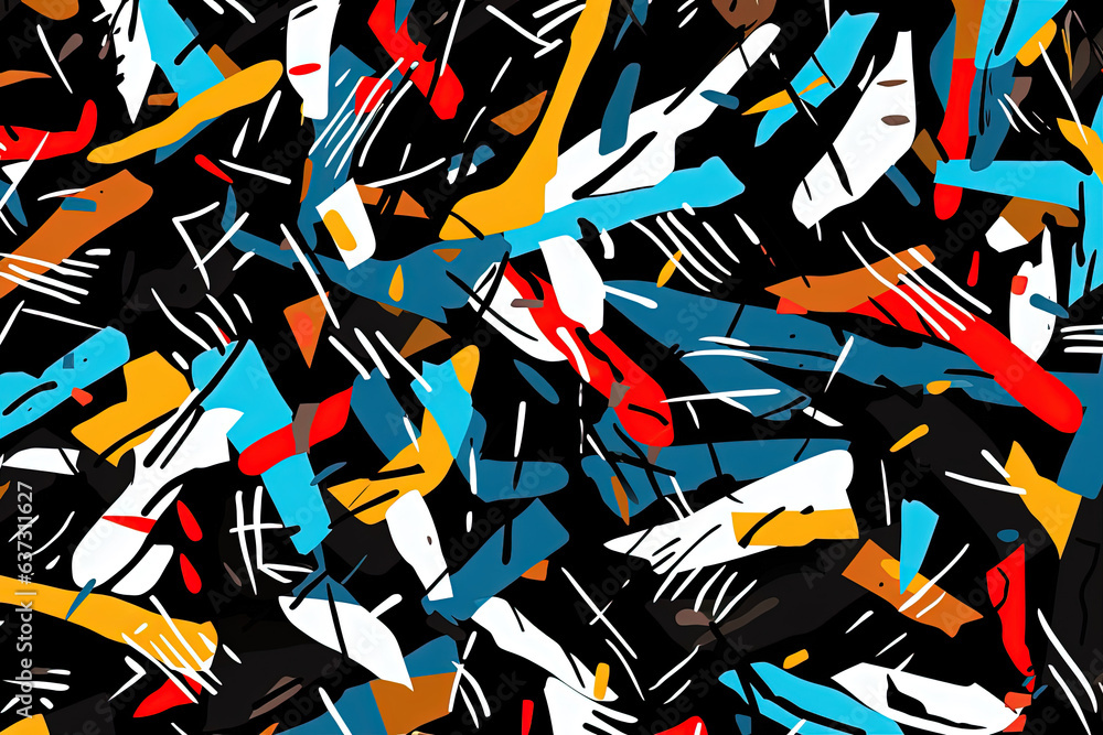 Poster abstract black strokes, hand sketched vector pattern. retro abstract pattern in geometric style. abs