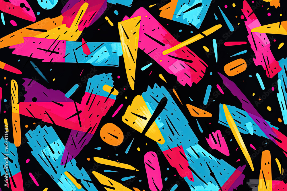 Poster abstract black strokes, hand sketched vector pattern. retro abstract pattern in geometric style. abs