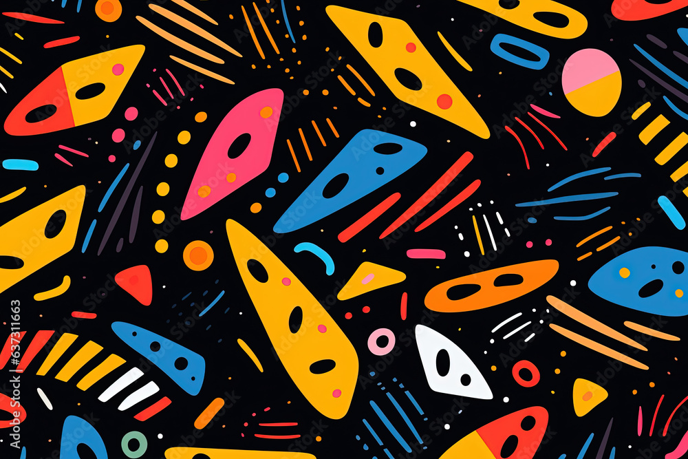 Poster abstract black strokes, hand sketched vector pattern. retro abstract pattern in geometric style. abs
