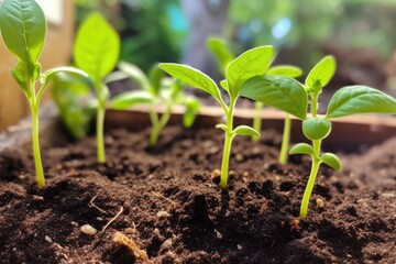 seedlings emerging from soil after planting