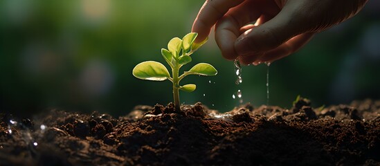 Pflege mit Hingabe: Handbewässerung einer kleinen Pflanze