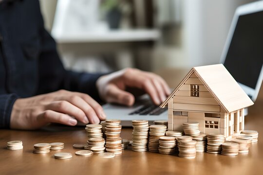 Herausforderung der Hausfinanzierung: Miniatur-Haus und Geld auf dem Tisch