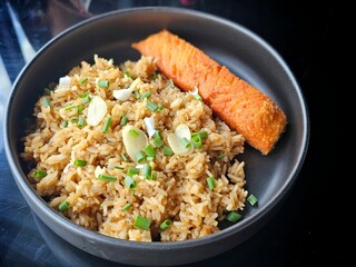 Salmon Fried Rice  simple one dish meal Southeast Asian style