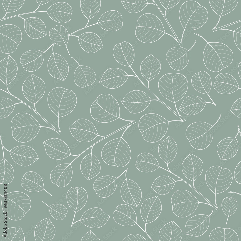 Aufkleber seamless pattern with eucalyptus branch and leaves. eucalyptus leaf and branches in sketch style. bo
