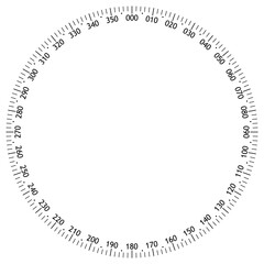 Kompass Skala Vektor. 360 Grad..
Symbol f√ºr Marine-, Seefahrt - oder Trekking-Navigation oder zur Verwendung in einer Landkarte.
Isolierter Hintergrund.