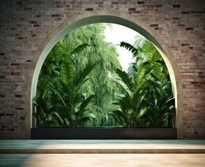 Interior Wall with Window and Potted Plant Decoration