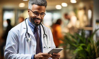 Future of Healthcare: Doctor Uses Tablet to Conduct Virtual Consultation: A photo of a doctor using a tablet to conduct a virtual consultation with a patient.