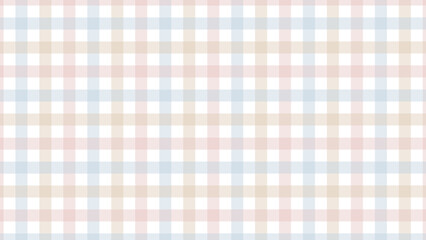 Beige, pink and blue plaid fabric texture as a background