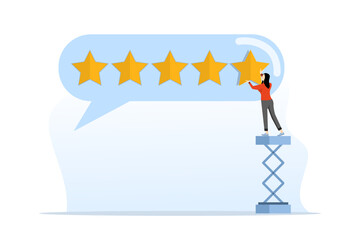 5 star rating feedback concept, customer satisfaction, product comment or review, best reputation or rating, rating, excellent award, customer or client give five star feedback review.