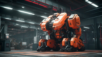 Mecha Robot Industrial Droid Futuristic Bot Machine Engineering Heavy Battle Cyberpunk Beast Apocalypse Generative AI 
